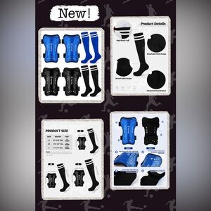 New! Large Boys/Girls Athletic Soccer Socks & Shin Guards